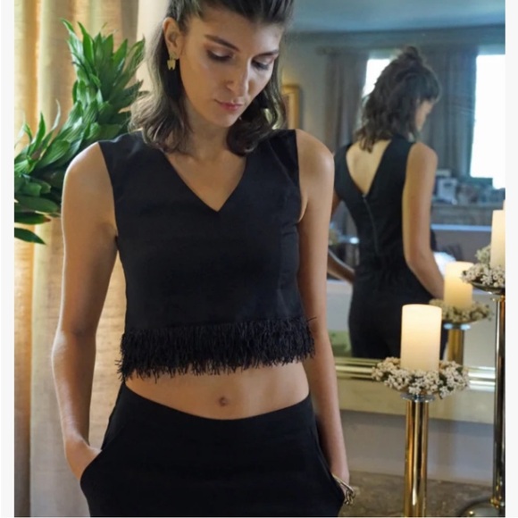 Karma Tops - P0034.  KARMA for a cure Sleeveless Fringe Top